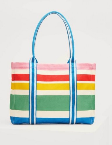 BODEN Olivia Large Canvas Tote / colourful striped beach bag - flipped