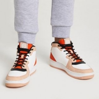 RIVER ISLAND Orange dipped topline trainers ~ colour block sneakers - flipped