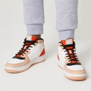 RIVER ISLAND Orange dipped topline trainers ~ colour block sneakers