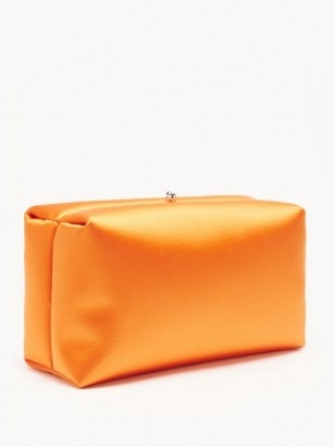 JIL SANDER Padded orange-satin clutch | chunky, bright and boxy occasion bags - flipped