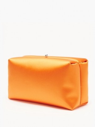 JIL SANDER Padded orange-satin clutch | chunky, bright and boxy occasion bags
