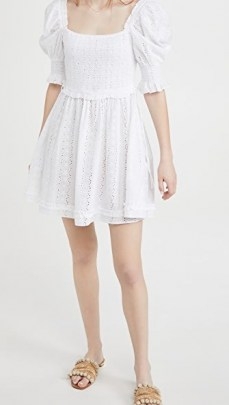 Playa Lucila Puff Sleeve Dress | white broiderie anglaise style dresses - flipped