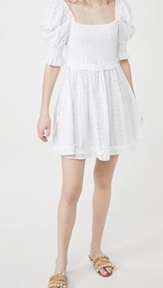 Playa Lucila Puff Sleeve Dress | white broiderie anglaise style dresses