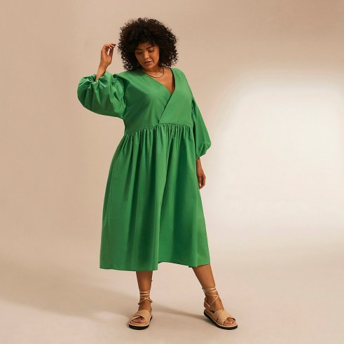 RIVER ISLAND Plus green cotton oversized dress ~ plus size summer dresses - flipped