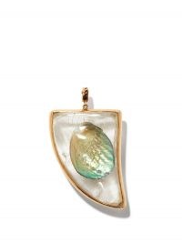 DEZSO Quartz, shell & 18kt rose-gold shark fin charm / ocean inspired pendants