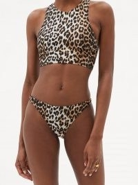 GANNI Racerback leopard-print bikini top. ANIMAL PRINT BIKINIS