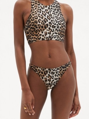 GANNI Racerback leopard-print bikini top. ANIMAL PRINT BIKINIS - flipped