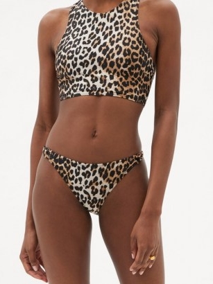 GANNI Racerback leopard-print bikini top. ANIMAL PRINT BIKINIS