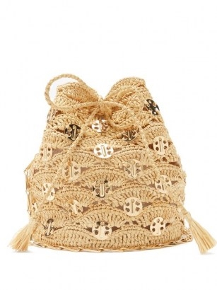 PACO RABANNE Raffia cross-body bucket bag | woven vintage style summer bags - flipped