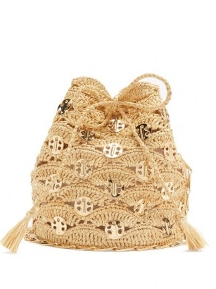 PACO RABANNE Raffia cross-body bucket bag | woven vintage style summer bags