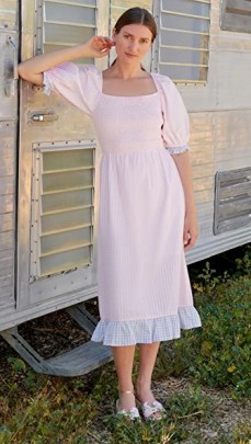 Rahi Alessa Midi Dress Pink/Blue Gingham ~ summer prairie style dresses - flipped