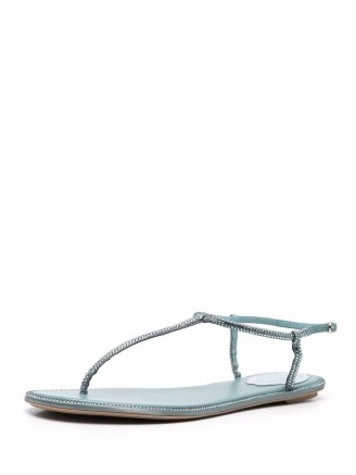 René Caovilla Diana rhinestone T-bar sandals ~ strappy flats ~ luxe flat summer sandal