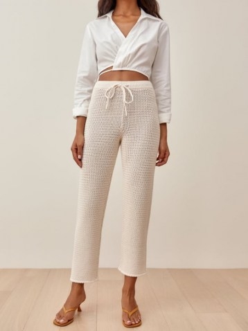REFORMATION Rosso Open Knit Pant ~ knitted drawstring waist trousers - flipped