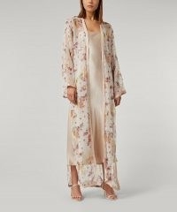 DESIGNER VINTAGE 70’s Couture Organdie Coat / 1970s semi sheer floral maxi coats