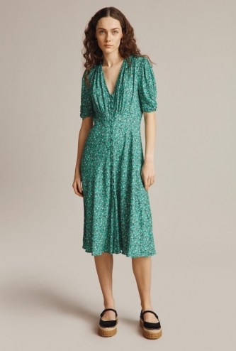 GHOST SABRINA DRESS Green Ditsy / floral vintage style dresses - flipped