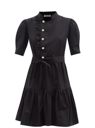 ATSHEVA Sadie pearl-button cotton mini dress in black - flipped