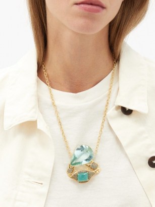 DANIELA VILLEGAS Saga sapphire, chalcedony & aquamarine necklace / chunky turquoise stone pendant necklaces / blue pendants