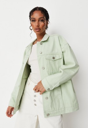 Missguided sage oversized denim jacket | casual light green jackets