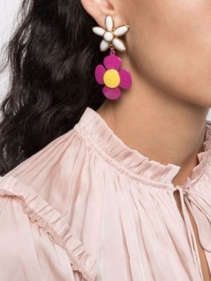 Saint Laurent floral clip-on earrings | bright retro flower drops | vintage style jewellery