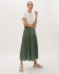 JIGSAW SATIN GATHERED MIDI SKIRT ~ green skirts