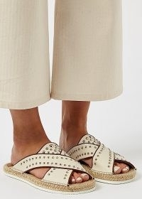 SEE BY CHLOÉ Pia off-white studded leather sliders / stud embellished slides