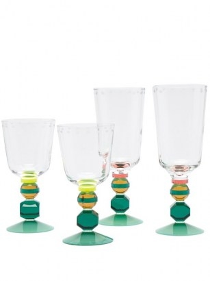 REFLECTIONS COPENHAGEN Set of four Mayfair crystal glasses ~ vintage style glassware ~ coloured glass - flipped