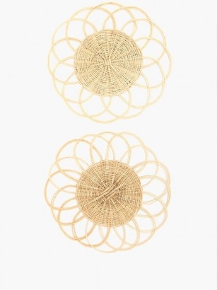 CABANA MAGAZINE Set of two flower wicker placemats ~ floral shaped dinner mats - flipped