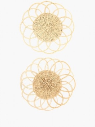 CABANA MAGAZINE Set of two flower wicker placemats ~ floral shaped dinner mats
