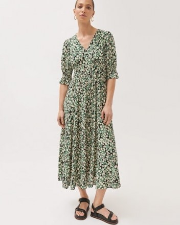 JIGSAW SHADOW DITSY TEA DRESS ~ green floral print dresses