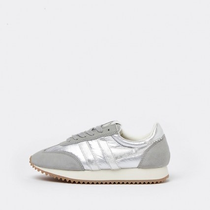 River Island Silver metallic runner trainers | sports luxe shoes - flipped