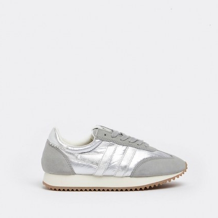 River Island Silver metallic runner trainers | sports luxe shoes