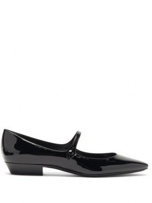 SAINT LAURENT Sixtine patent-leather Mary Jane flats | vintage inspired Mary Janes | glossy retro shoes - flipped
