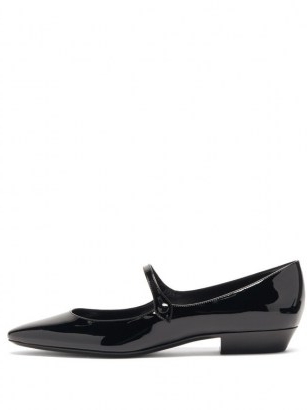 SAINT LAURENT Sixtine patent-leather Mary Jane flats | vintage inspired Mary Janes | glossy retro shoes