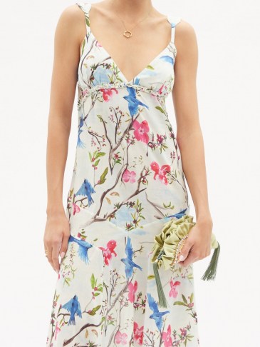 GALANTHYA Sofia Amazonas floral-print cotton dress ~ strappy cotton summer occasion maxi dresses ~ floaty occasionwear - flipped