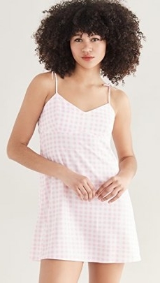 Sokie Collective Tie Strap Mini Dress Pink Gingham