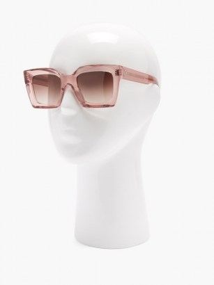 CELINE EYEWEAR Square acetate sunglasses in pink | large retro sunnies | brown gradient lenses - flipped