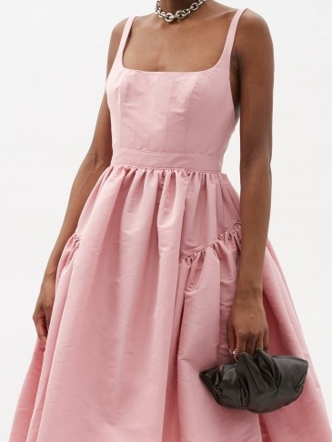 ALEXANDER MCQUEEN Square-neck flared faille dress ~ pink flared skirt dresses - flipped
