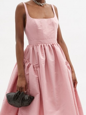 ALEXANDER MCQUEEN Square-neck flared faille dress ~ pink flared skirt dresses