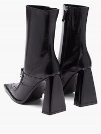 THEBE MAGUGU Sunday Best logo-plaque leather ankle boots / sculpted trapeze style heels