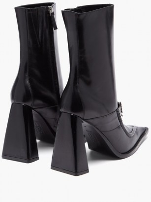 THEBE MAGUGU Sunday Best logo-plaque leather ankle boots / sculpted trapeze style heels - flipped