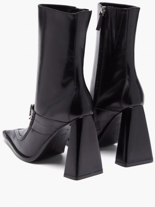 THEBE MAGUGU Sunday Best logo-plaque leather ankle boots / sculpted trapeze style heels