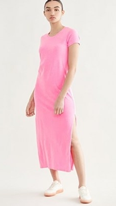 SUNDRY Short Sleeve Maxi Dress Pigment Neon Pink