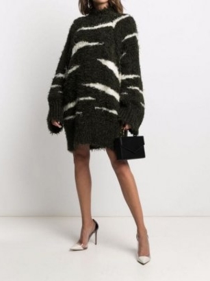 The Attico zebra-stripe jumper dress ~ slouchy animal sweater dresses ~ monochrome knitwear