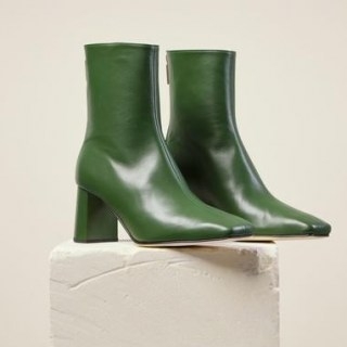 DEAR FRANCES CUBE BOOT ~ green leather square toe boots - flipped