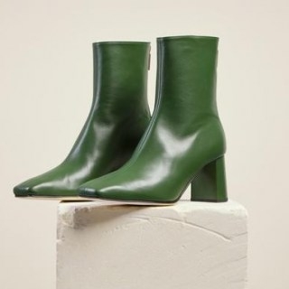 DEAR FRANCES CUBE BOOT ~ green leather square toe boots