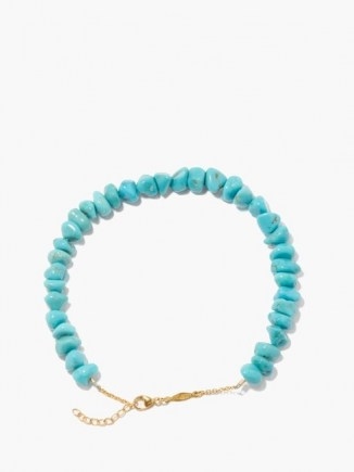 Blue stone anklets | JACQUIE AICHE Turquoise & 14kt gold anklet | summer jewellery - flipped