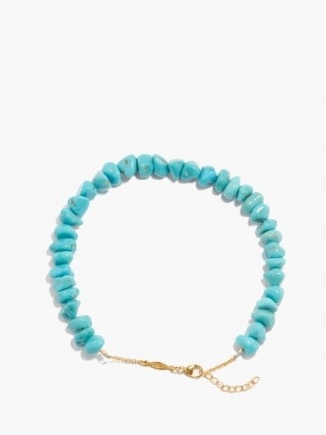 Blue stone anklets | JACQUIE AICHE Turquoise & 14kt gold anklet | summer jewellery