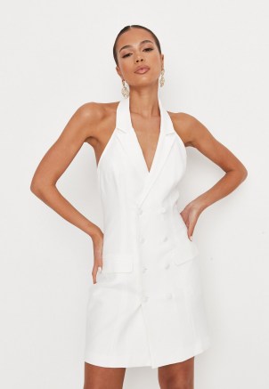 MISSGUIDED white tailored halterneck blazer dress ~ glamorous halter dresses - flipped
