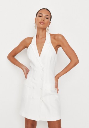 MISSGUIDED white tailored halterneck blazer dress ~ glamorous halter dresses