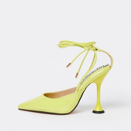 RIVER ISLAND Yellow ankle tie court shoes / bright ankle tie courts - flipped